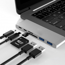 Ally 6 İn1 Usb-C Hub Daul  USB 3.0 Type-C Şarj Kart Reader Çoğaltıcı Hub