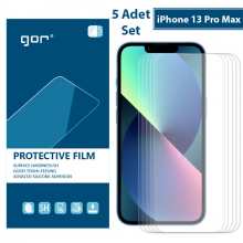 GOR iPhone 13 Pro Max Darbe Emici Ekran Koruyucu Jelatin 5 Adet Set