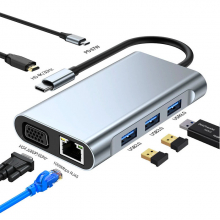 ALLY 7in1 USB 3.0 + HDMI + RJ45 + Type-C HUB Adaptör Çevirici Dock Station