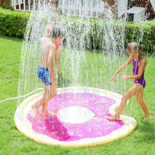 ALLY Airmyfun Çocuklar için Fışkiyeli Yuvarlak Oyun Su Matı Havuzu