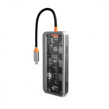 ALLY SW1V-PRO Type-c To USB3.0 3adet+ 3.5mm+ HDMI+ VGA+ SD + TF + Ethernet Çoğaltıcı Transparan Hub