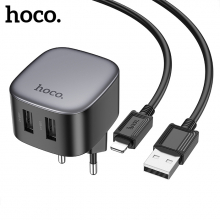 Hoco CS31A 2xUSB + Lightning Kablo Hızlı Şarj Adaptör Seti
