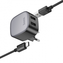 Hoco CS31A 2xUSB + Type-C to USB Kablo Hızlı Şarj Adaptör Seti